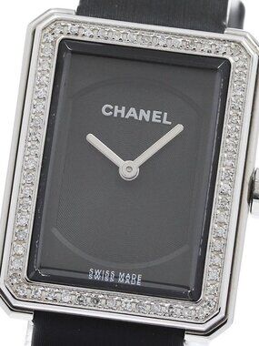 CHANEL boy friend H4883 Diamond Bezel black Dial Quartz Ladies Watch_960138